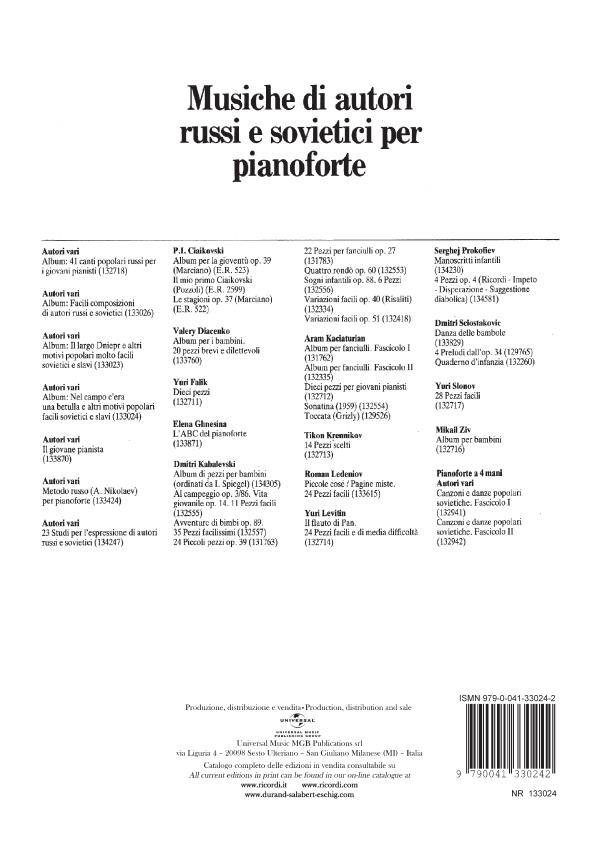Nel Campo C'Era Una Betulla E Altri Motivi - Per Pianoforte - pro klavír